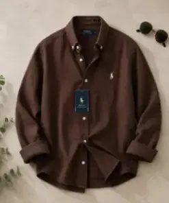Classic Earth-Tone Button-Down Long Sleeve Shirt