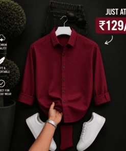 Premium Maroon Casual Shirt for Men – Stylish Full Sleeve Shirt