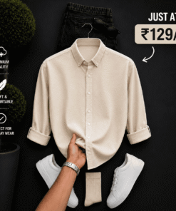 Premium Beige Casual Shirt for Men – Stylish Full Sleeve Shirt